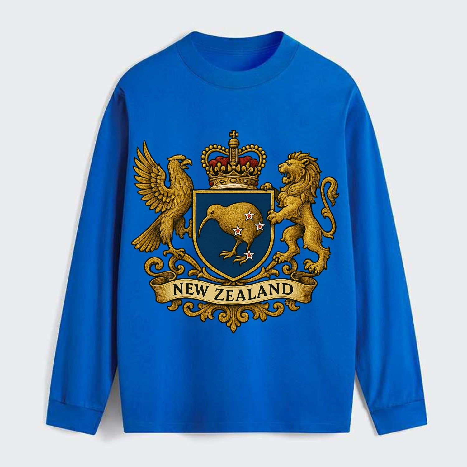 New Zealand Heritage Badge - Classic Long Sleeve Shirt - Blue
