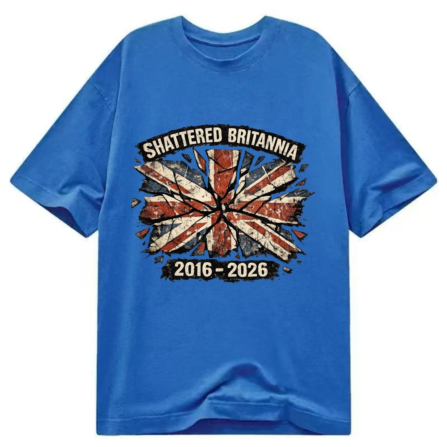 SHATTERED BRITANNIA | Cracked broken Union Jack | Fragmented glass effect | - Classic T-shirt - Blue