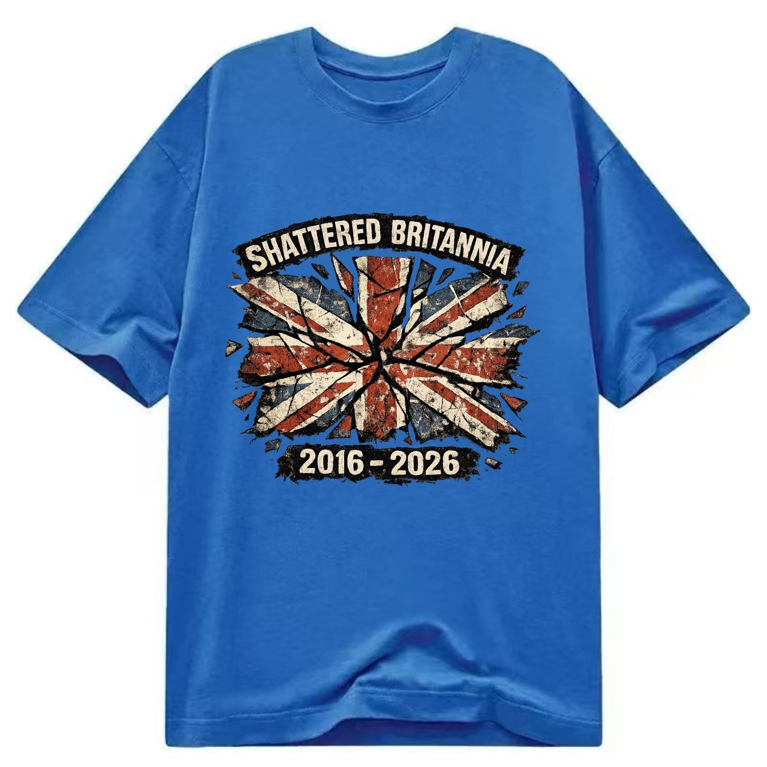 SHATTERED BRITANNIA | Cracked broken Union Jack | Fragmented glass effect | - Classic T-shirt - Blue