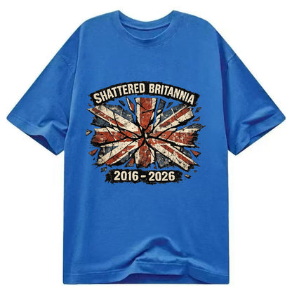 SHATTERED BRITANNIA | Cracked broken Union Jack | Fragmented glass effect | - Classic T-shirt - Blue