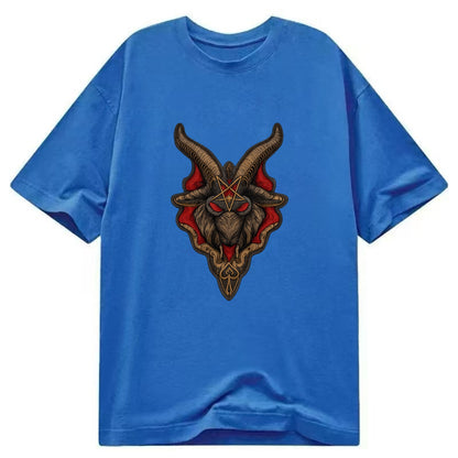 BAPHOMET HEAD - goat head symbol in black and red , occult - Classic T-shirt - Blue