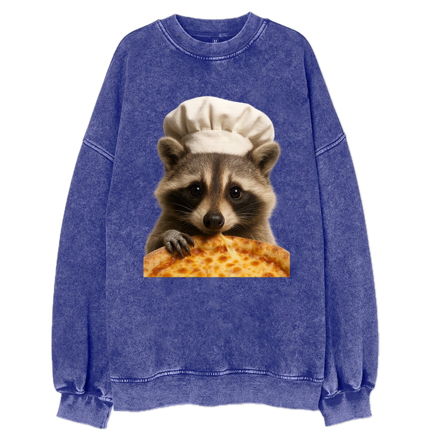 Pizza Dad Raccoon  - Vintage Sweatshirt - Blue