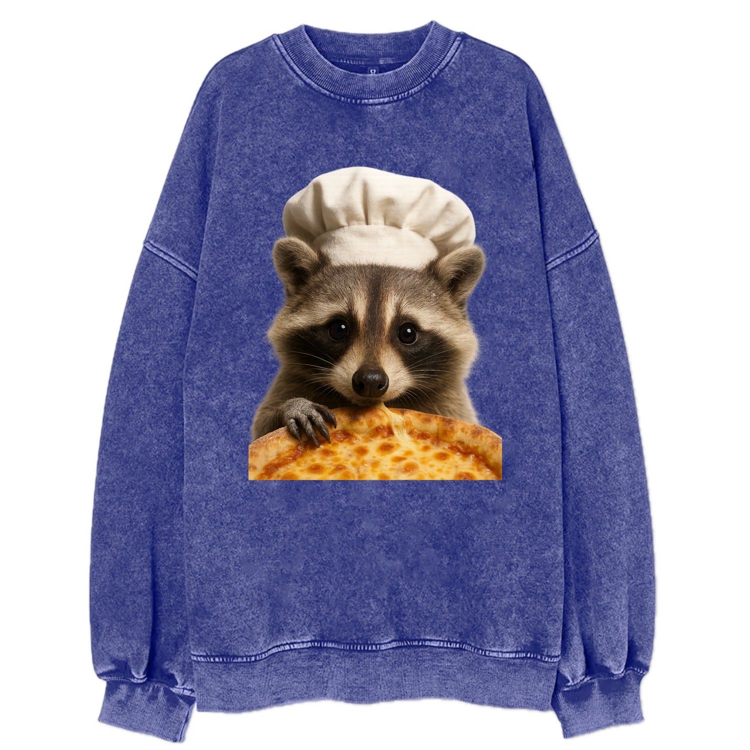 Pizza Dad Raccoon  - Vintage Sweatshirt - Blue
