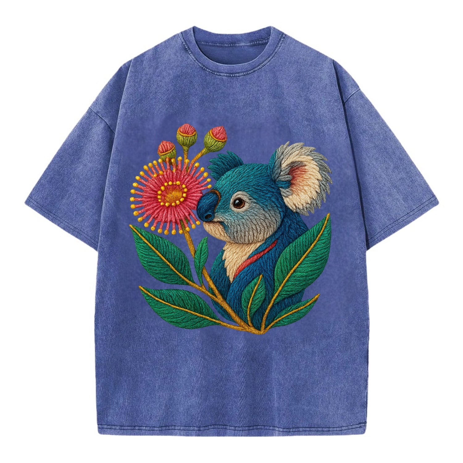 Koala Eucalyptus Bloom - Vintage T-shirt - Blue