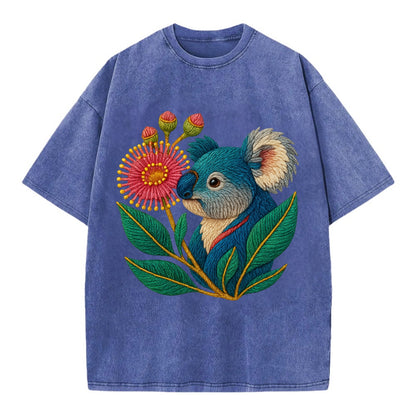 Koala Eucalyptus Bloom - Vintage T-shirt - Blue