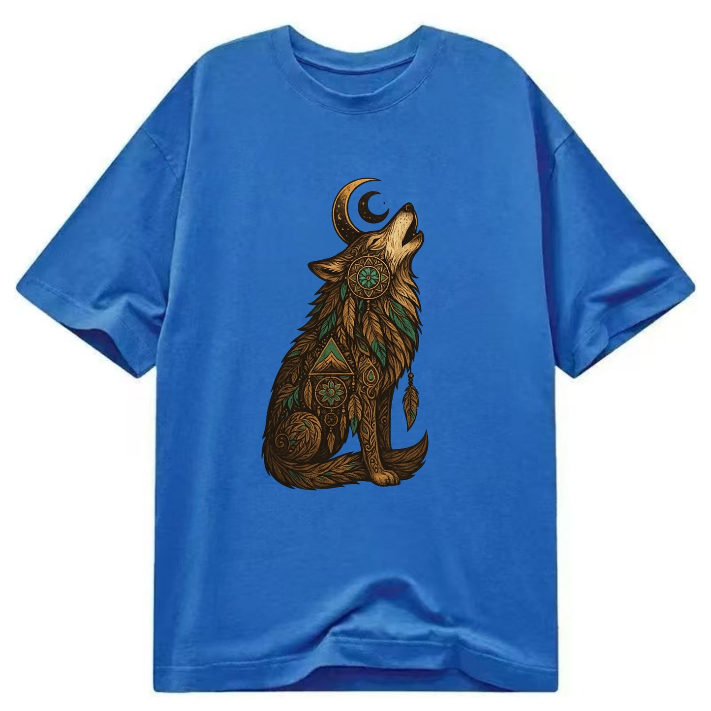 Celestial Moon Wolf  - Classic T-shirt - Blue