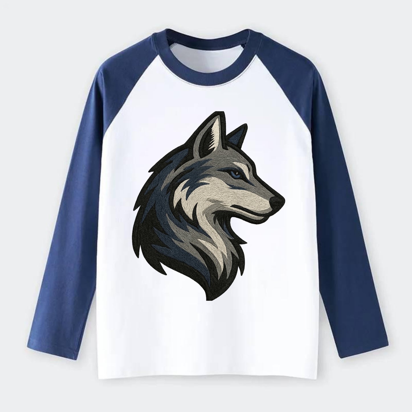 Lone Wolf Wanderer  - Raglan Long Sleeve T-Shirt - Blue