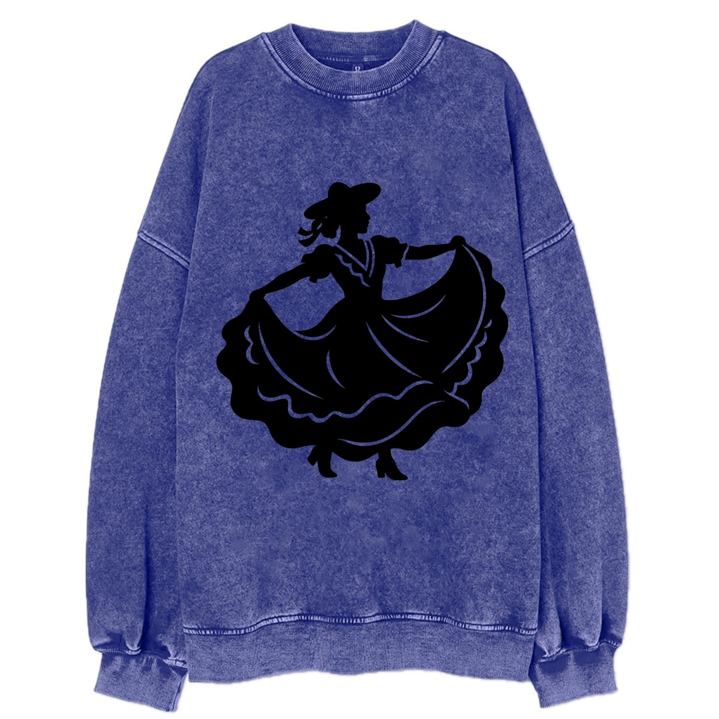 Mexican folk dancer twirling skirt - Vintage Sweatshirt - Blue