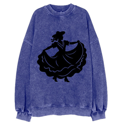 Mexican folk dancer twirling skirt - Vintage Sweatshirt - Blue