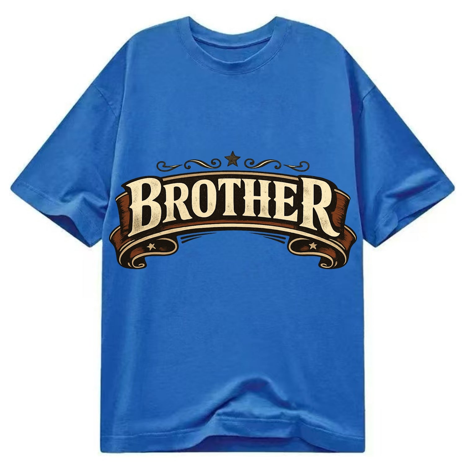 Bold typography design - "BROTHER" - male bond, brotherhood - Classic T-shirt - Blue
