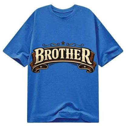 Bold typography design - "BROTHER" - male bond, brotherhood - Classic T-shirt - Blue