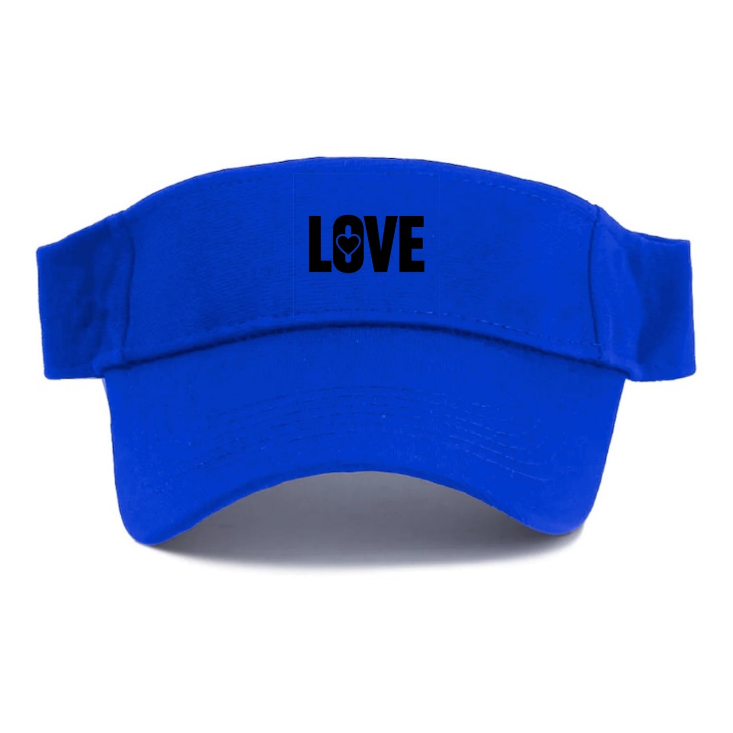 Bold typography design - "LOVE" - universal connection, heart centered - Visor - Blue