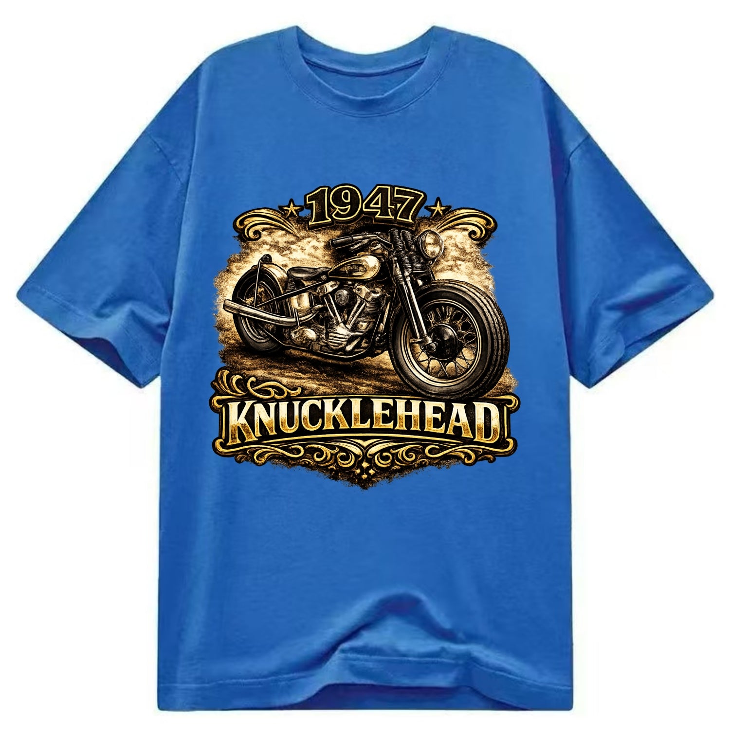 1947 Knucklehead Bobber - Classic T-shirt - Blue