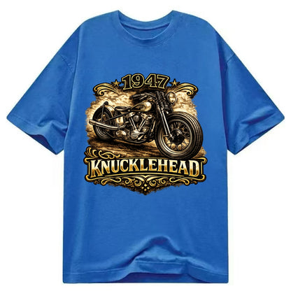 1947 Knucklehead Bobber - Classic T-shirt - Blue