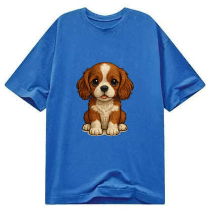 Baby Cavalier King Charles Spaniel Puppy - silky ears, gentle eyes, sweet - Classic T-shirt - Blue