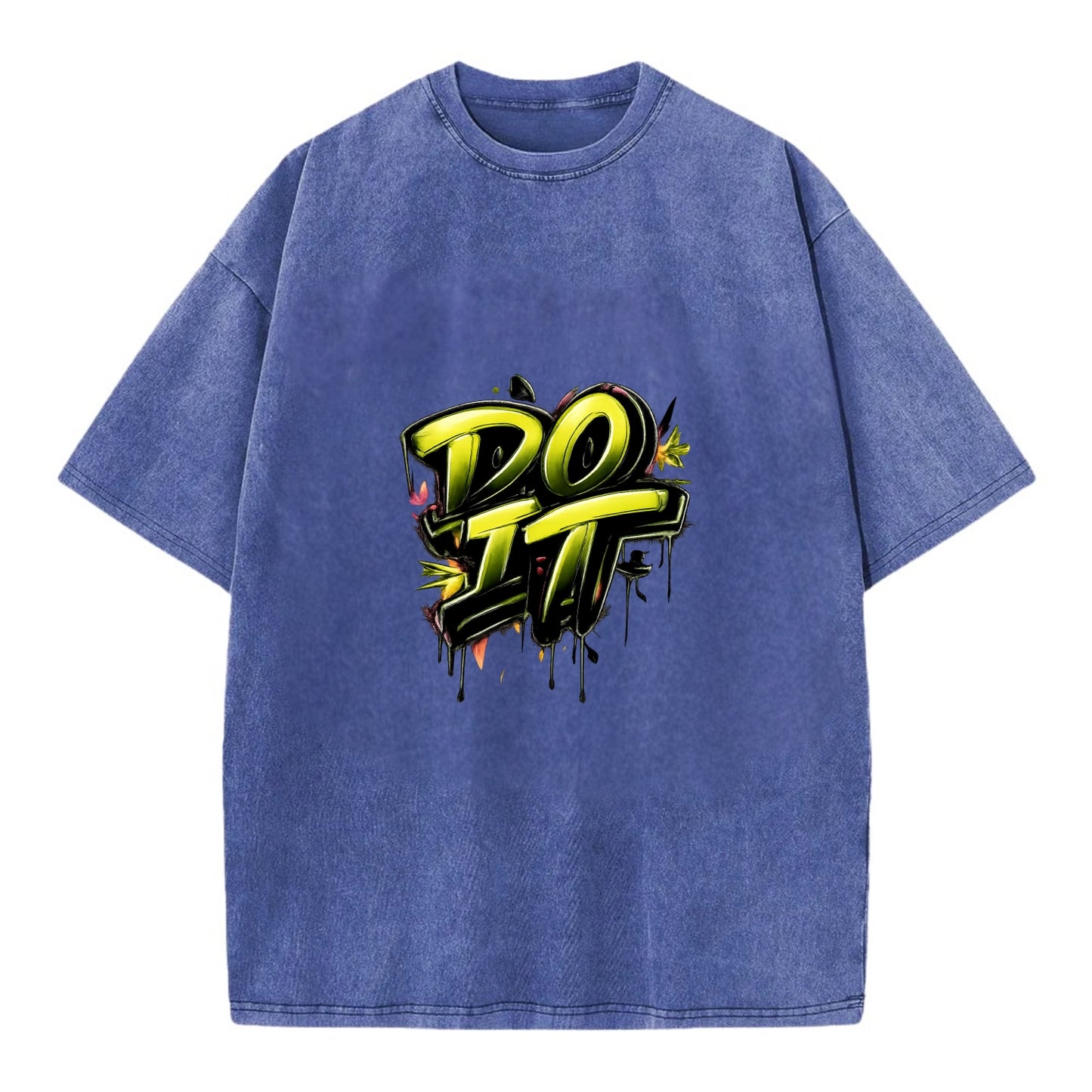 Bold typography design - "DO IT" - just do it, stop waiting - Vintage T-shirt - Blue