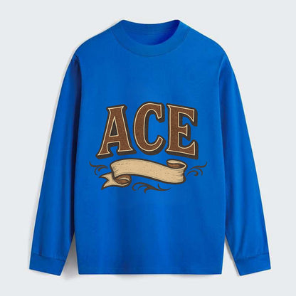 Bold typography design - "ACE" - expert, the best at something - Classic Long Sleeve Shirt - Blue