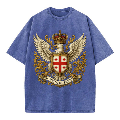 Georgia White Eagle Emblem  - Vintage T-shirt - Blue
