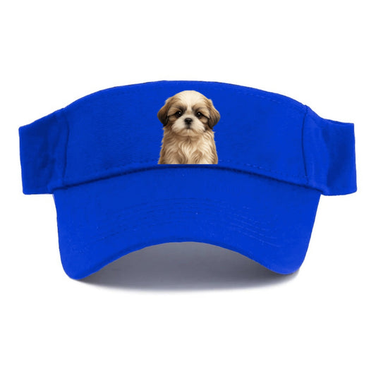 Baby Shih Tzu Puppy - long flowing coat, flat face, big dark eyes, front-facing, royal baby - Visor - Blue