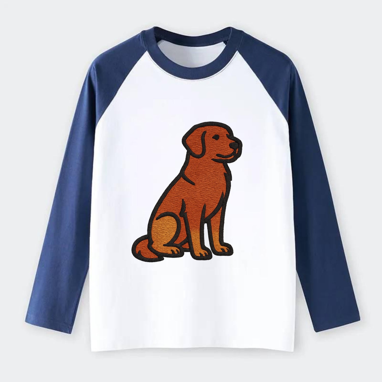 Nova Scotia Duck Tolling Retriever - Red embroidered pose - Raglan Long Sleeve T-Shirt - Blue