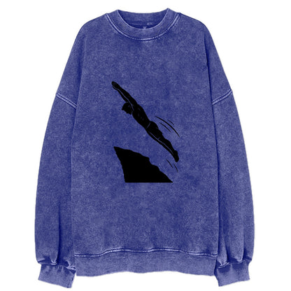 Cliff diver perfect form - Vintage Sweatshirt - Blue