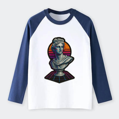 Greek Statue - Raglan Long Sleeve T-Shirt - Blue