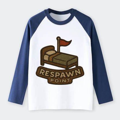 Respawn Point  - Raglan Long Sleeve T-Shirt - Blue