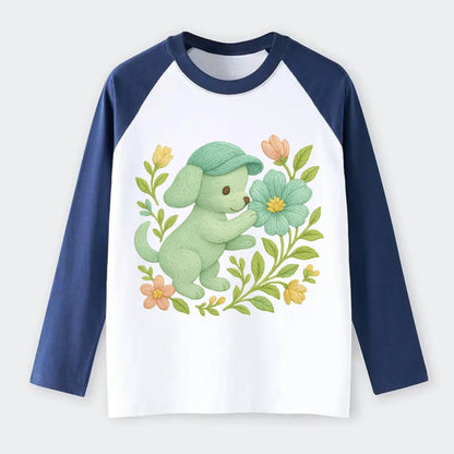 Mint Puppy - Raglan Long Sleeve T-Shirt - Blue
