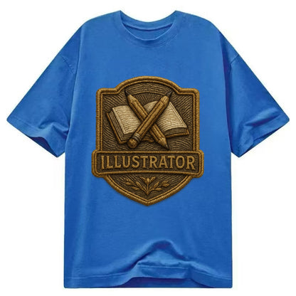Pencils and sketchbook - illustrator badge - Classic T-shirt - Blue