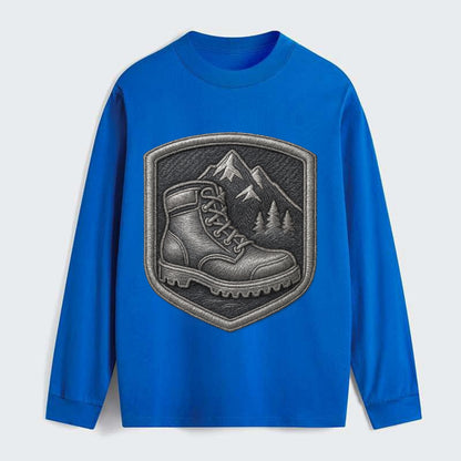 Hiking boots with mountain peak - hiker pride - Classic Long Sleeve Shirt - Blue