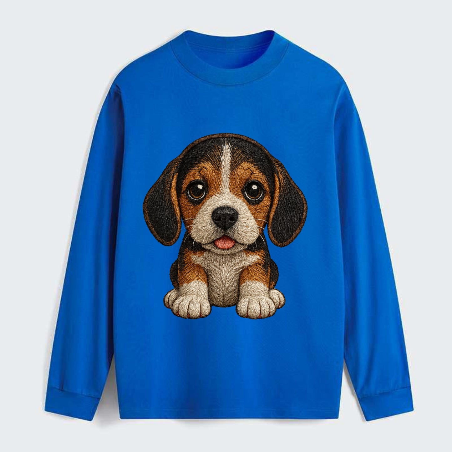 Baby Beagle Puppy - tricolor coat, long droopy ears, big pleading eyes, - Classic Long Sleeve Shirt - Blue