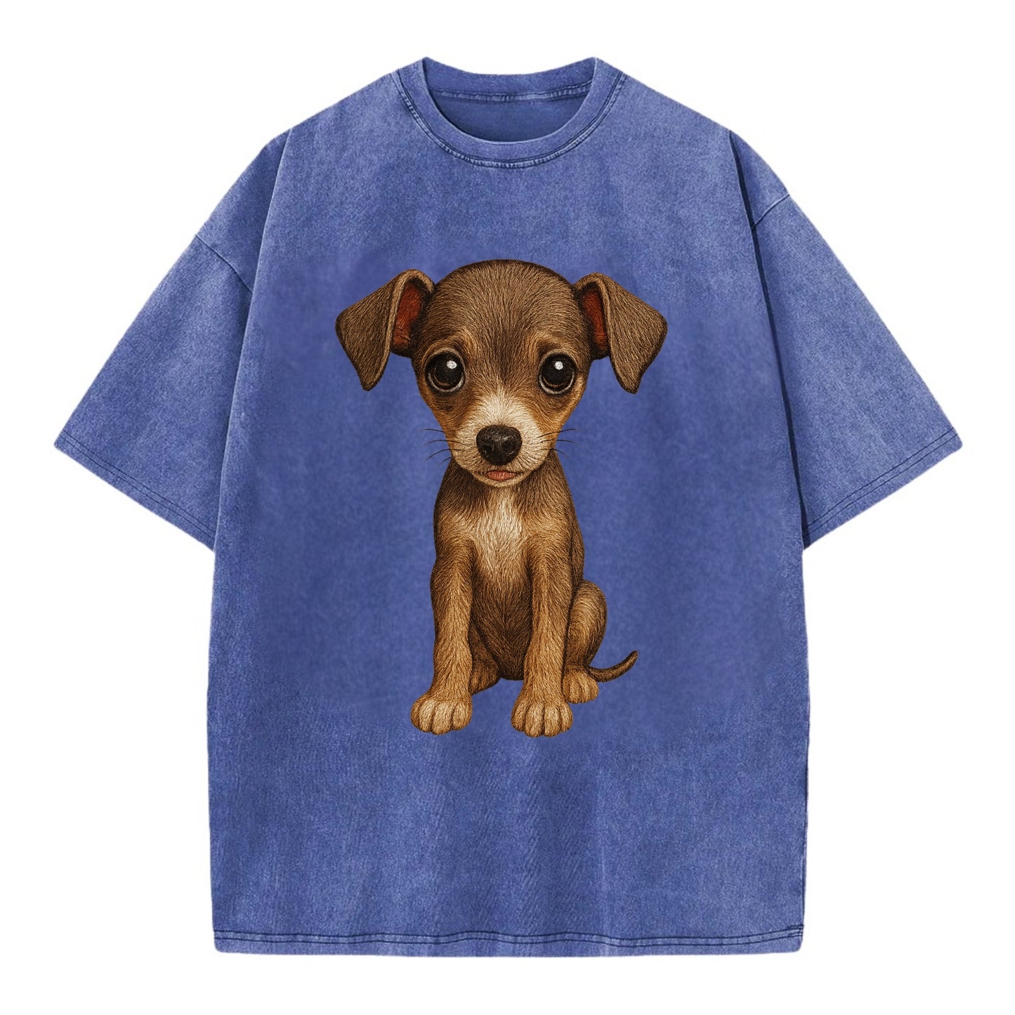 Baby Italian Greyhound Puppy - sleek tiny body, long legs, gentle eyes, - Vintage T-shirt - Blue