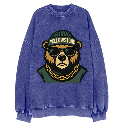 Yellowstone Bear - Vintage Sweatshirt - Blue