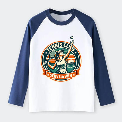 Ace of the Court - Raglan Long Sleeve T-Shirt - Blue