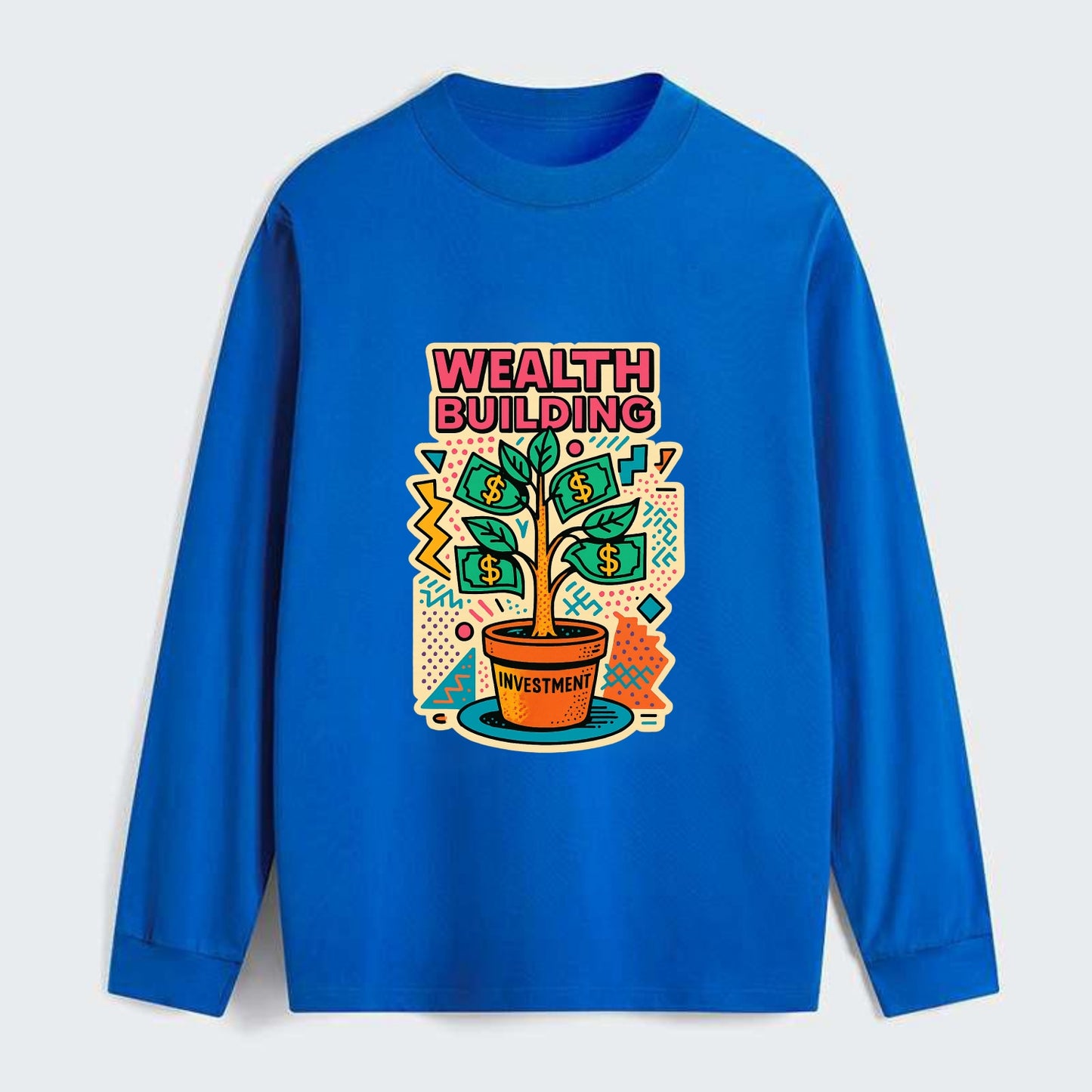Money tree growing from investment pot - financial independence - Classic Long Sleeve Shirt - Blue