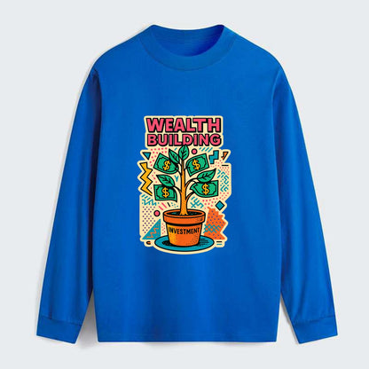 Money tree growing from investment pot - financial independence - Classic Long Sleeve Shirt - Blue