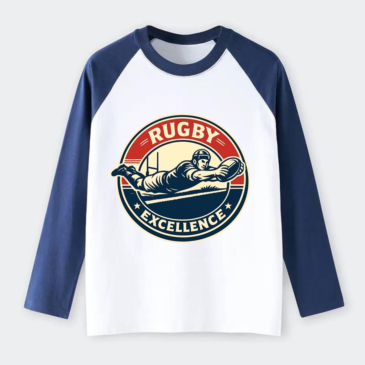 Epic Try Dive Emblem - Raglan Long Sleeve T-Shirt - Blue