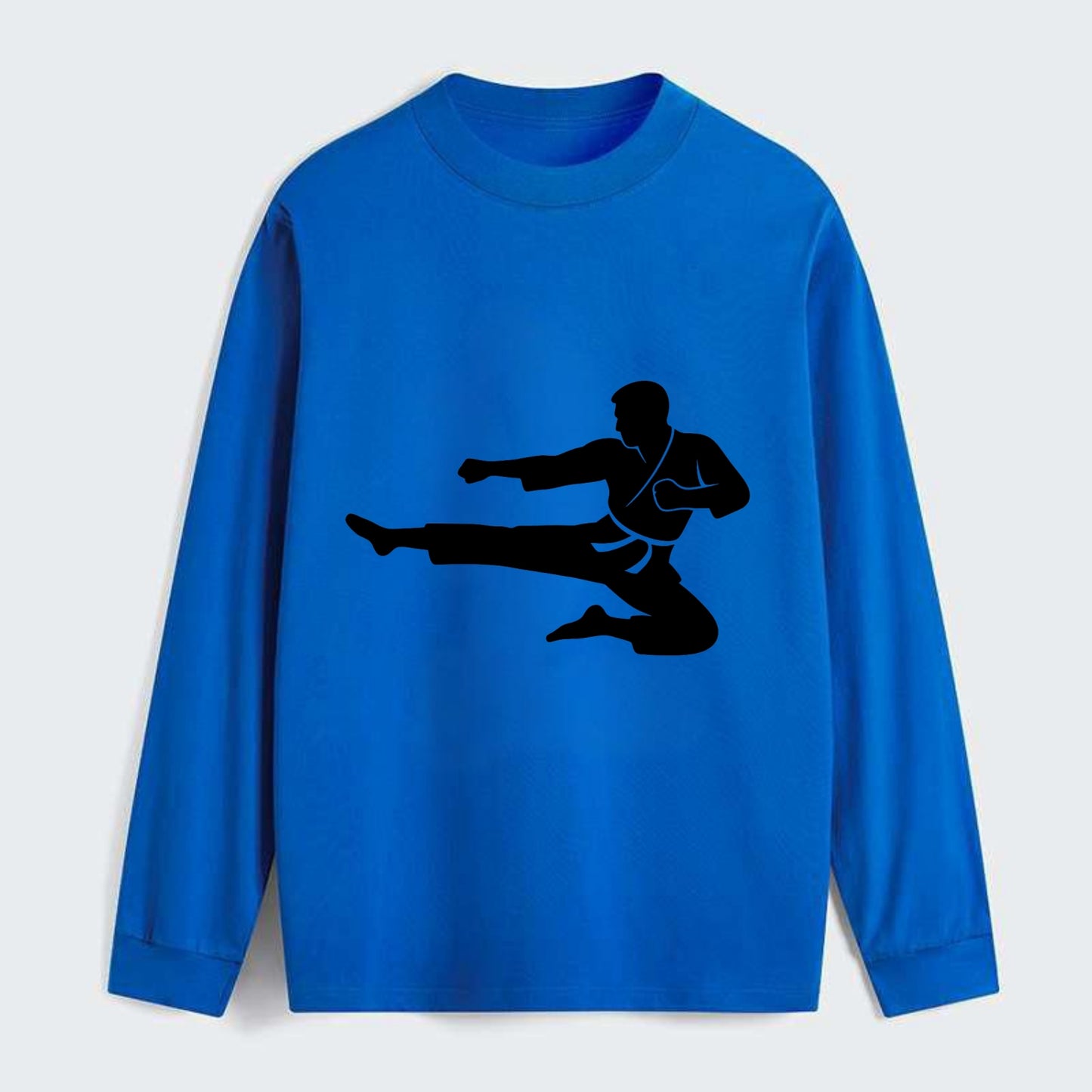 Martial artist flying kick - Classic Long Sleeve Shirt - Blue