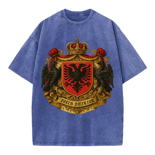 Albania Double Eagle Emblem  - Vintage T-shirt - Blue