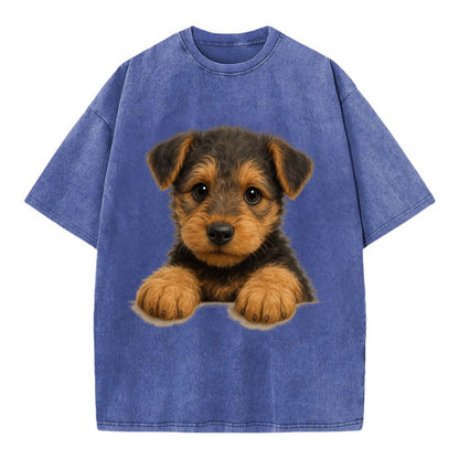 Airedale Terrier  - Vintage T-shirt - Blue