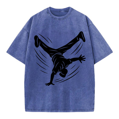 Breakdancer windmill move - Vintage T-shirt - Blue