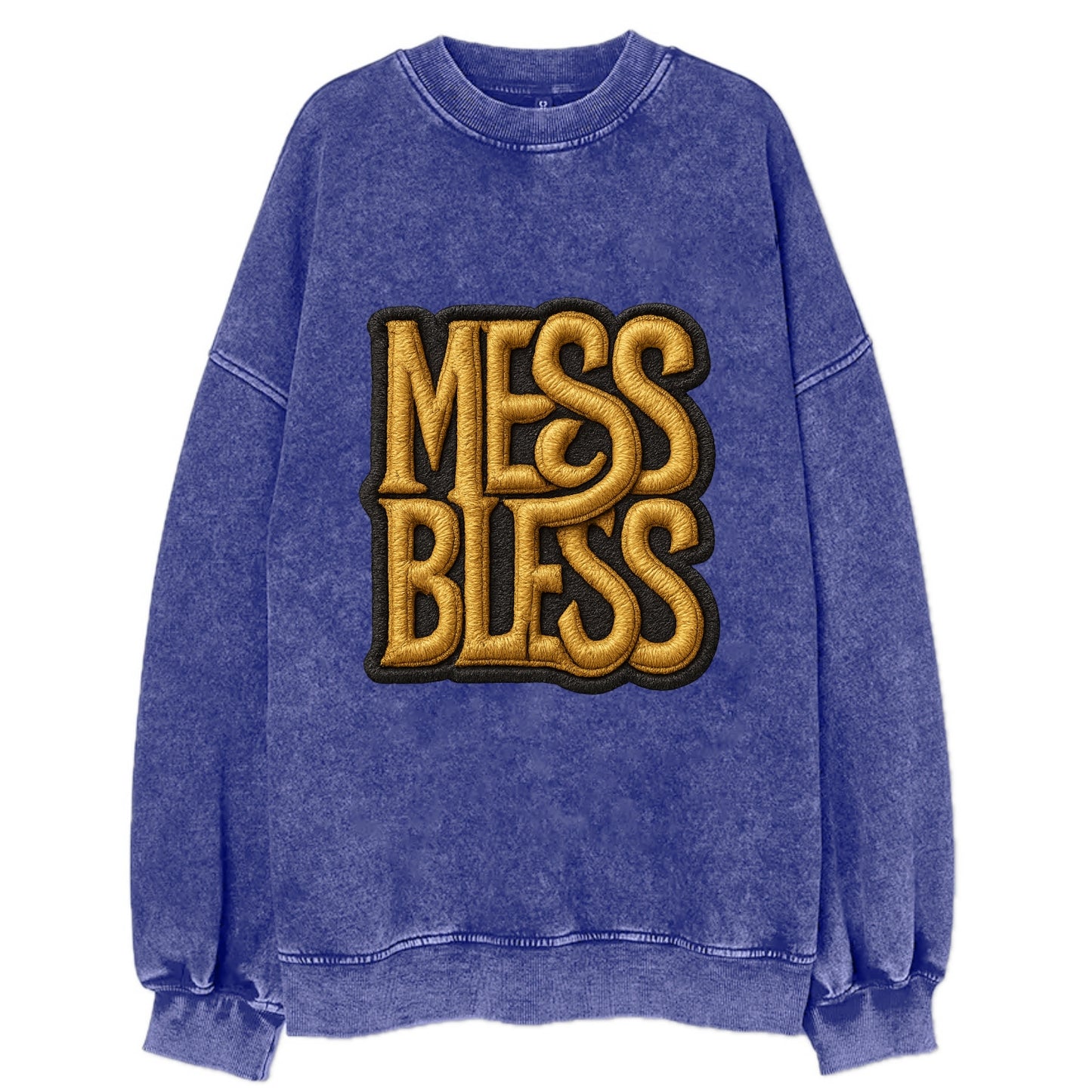 MESS;BLESS UP Gold Metallic Visor - Vintage Sweatshirt - Blue