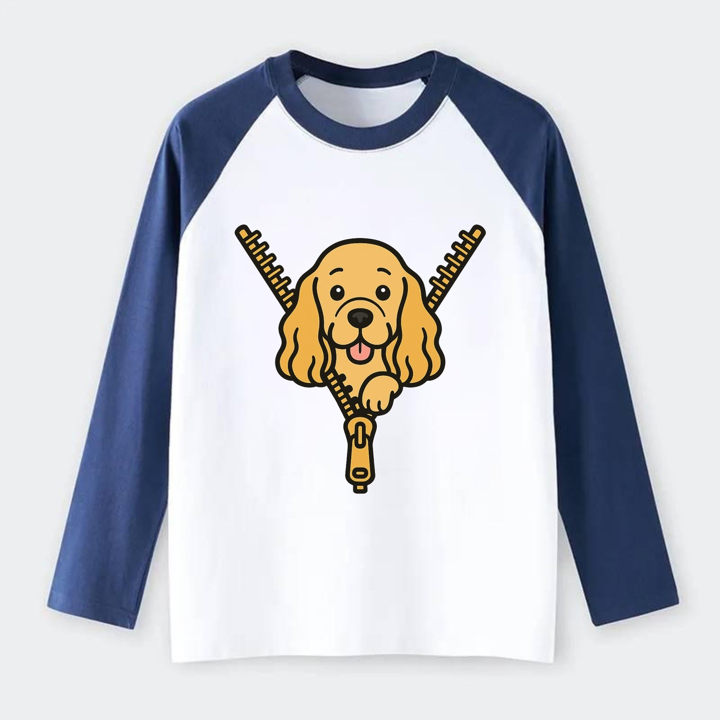 Cocker Spaniel - Raglan Long Sleeve T-Shirt - Blue