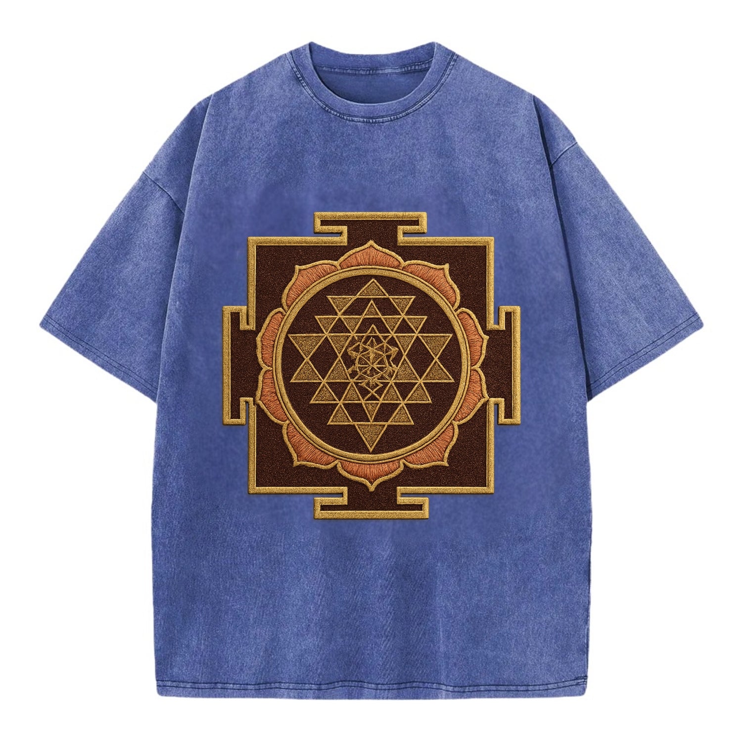Sri Yantra  - Vintage T-shirt - Blue