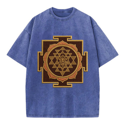 Sri Yantra  - Vintage T-shirt - Blue