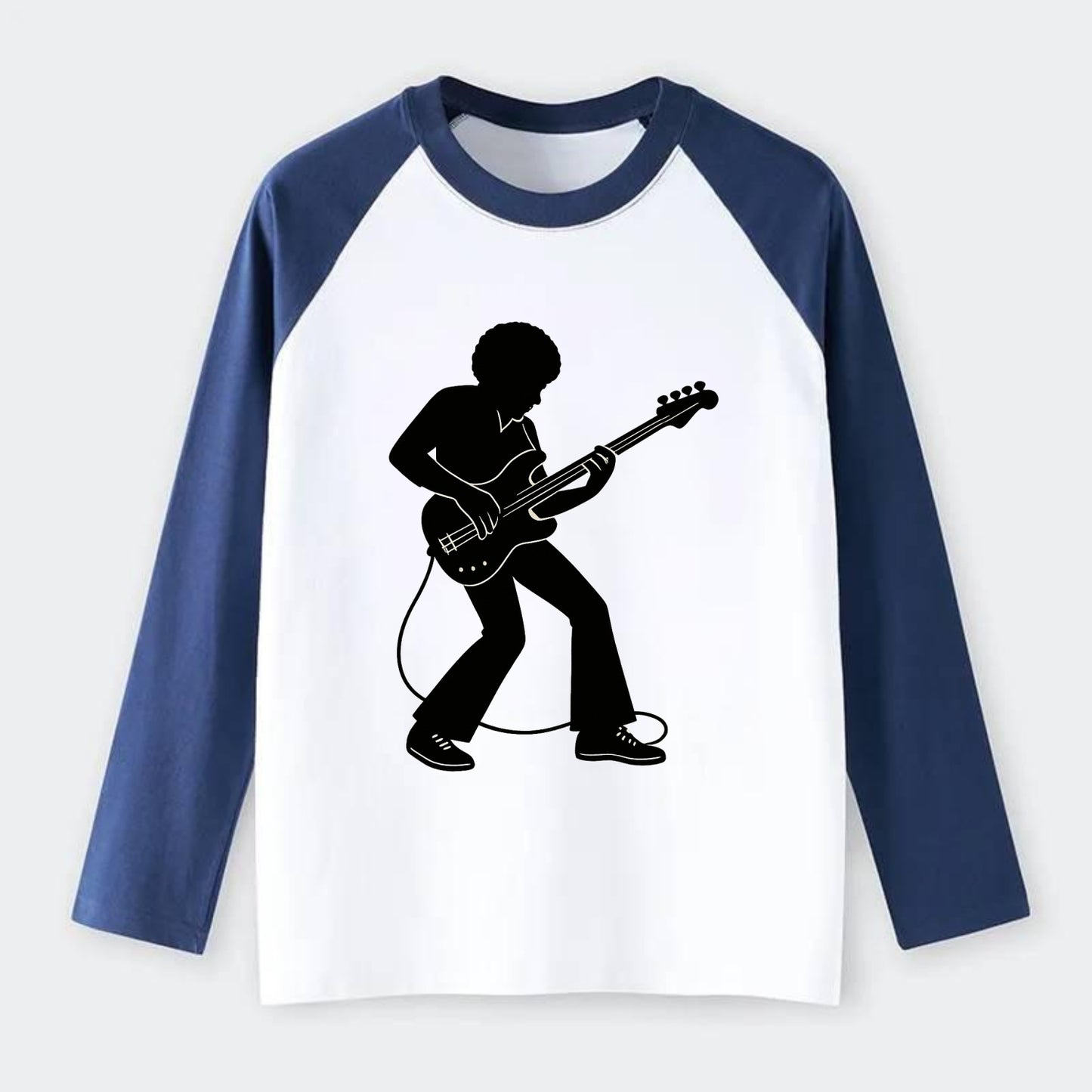 Bass guitarist slap technique - Raglan Long Sleeve T-Shirt - Blue