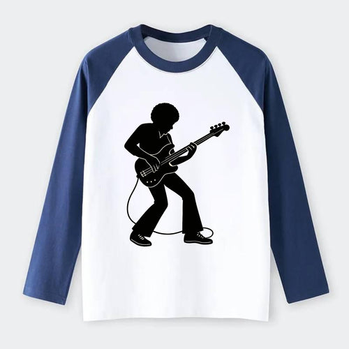 Bass guitarist slap technique - Raglan Long Sleeve T-Shirt