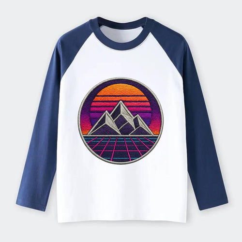 Retrowave Mountains - Raglan Long Sleeve T-Shirt