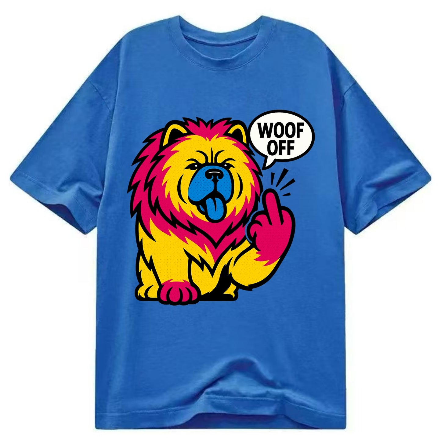 Chow Chow with lion mane and blue-black tongue, fluffy dignified paw up with sass - Classic T-shirt - Blue
