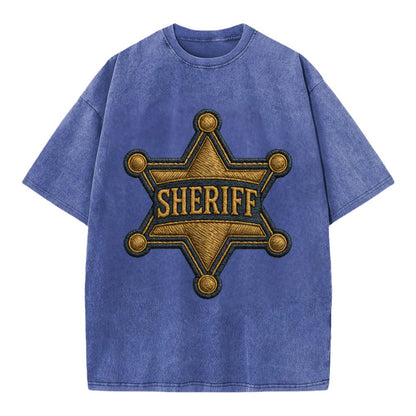 Sheriff Badge  - Vintage T-shirt - Blue